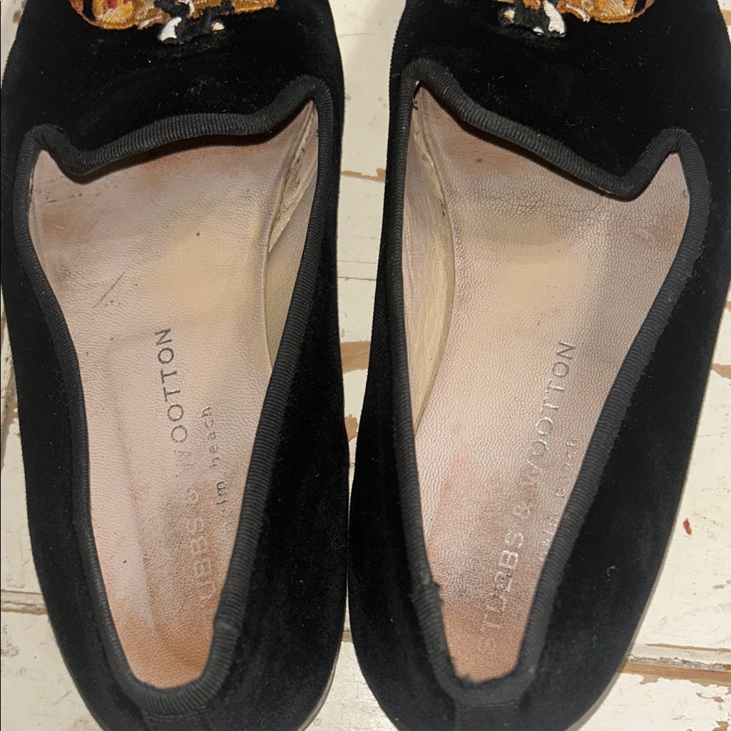 Stubbs & Wootton Black Suede Ballet Flats